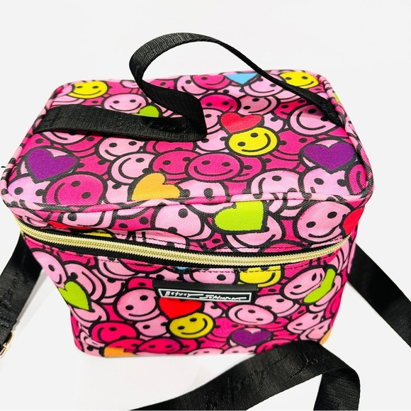Betsey Johnson Pink Smiley Face Crossbody Lunch Bag Tote - Picture 3 of 10
